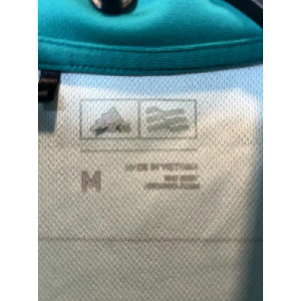 Adidas Golf‎ Medium Green White Stripe Shortsleeve Golf Polo Wicking Lightweight